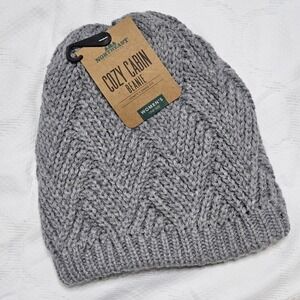 Northeast‎ Outfitters Beanie Grey Cozy Cabin Diamond Weave Fleece Lined NWT